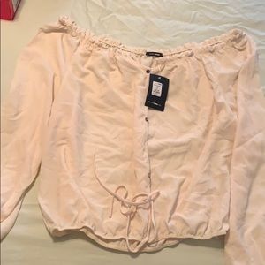 New FashionNova cream off-shoulder blouse